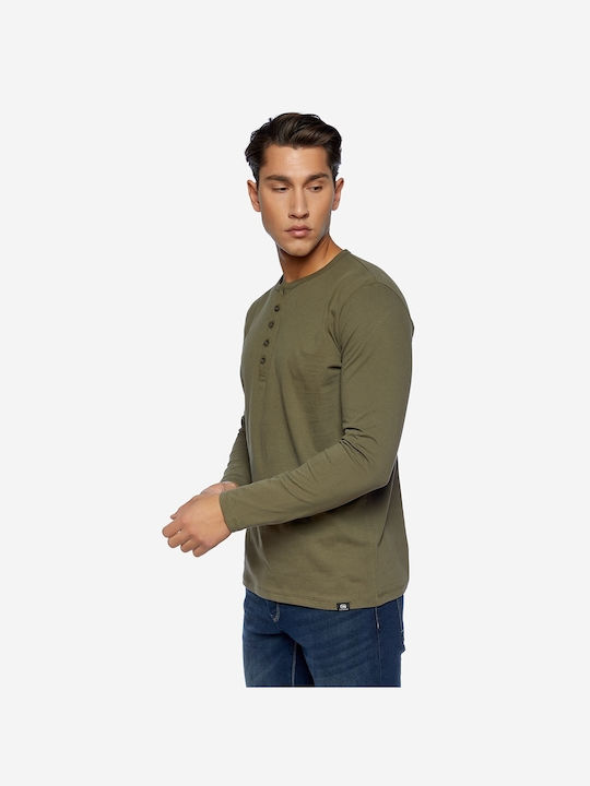 Camaro Men's Long Sleeve Blouse with Buttons Green