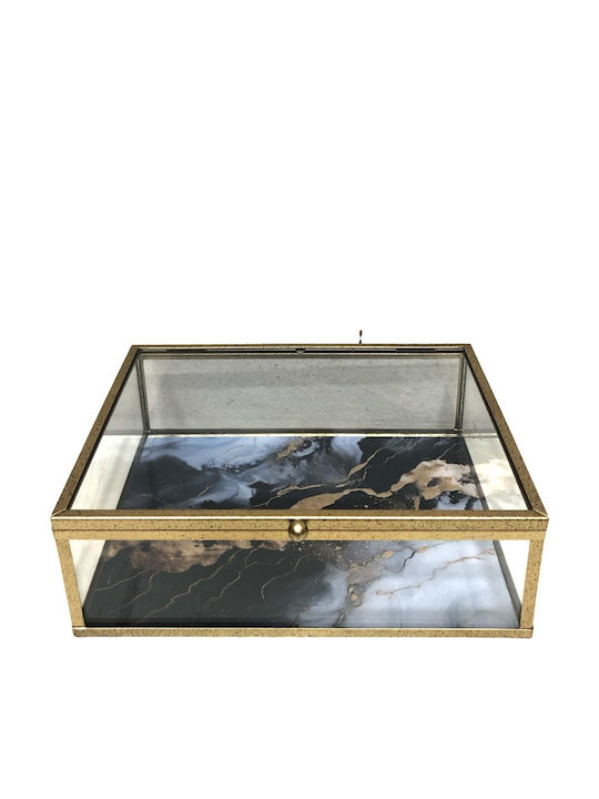 Marble Κουτί Κοσμημάτων Γυάλινο Μπρούτζινο 23x18x8cm