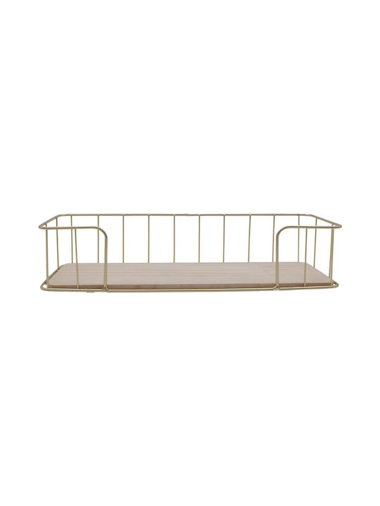 Shelf Wall Gold / Light Oak 35x14x8cm