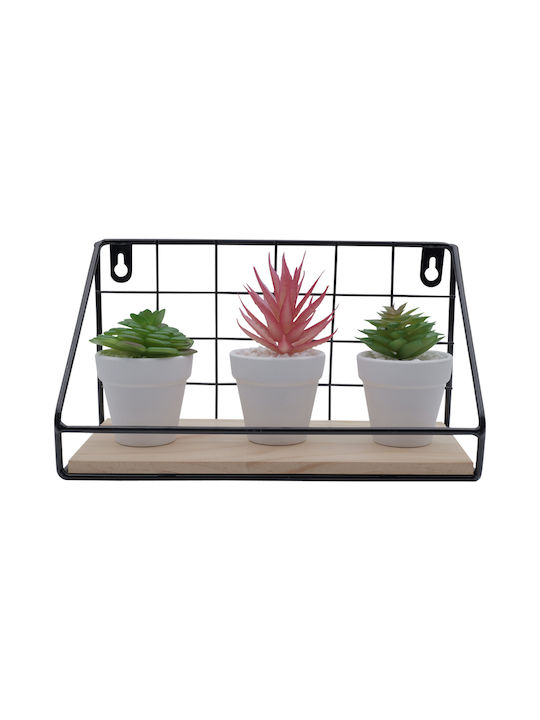 Shelf Wall Black, Light Oak 26x12.5x14cm