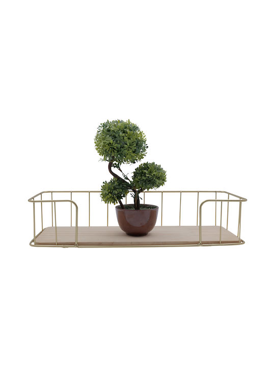 Shelf Wall Gold / Light Oak 35x14x8cm