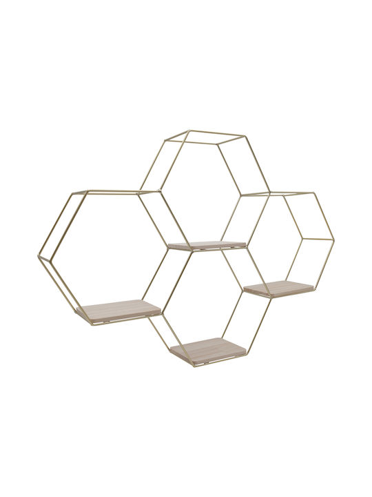 Ράφι Τοίχου Χρυσό / Light Oak 58x10x40εκ.