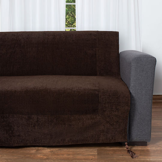 Silk Fashion Ριχτάρι Πολυθρόνας Chenille 180x180εκ. Καφέ