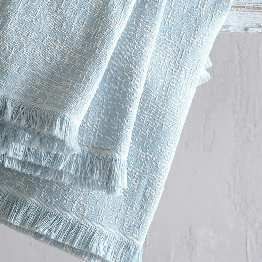 Rythmos Canda Three-Seater Sofa Throw 2 Sides Jacquard 180x280cm Light Blue