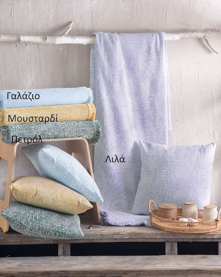 Rythmos Canda Three-Seater Sofa Throw Two Sides Jacquard 180x280cm Petrol Blue