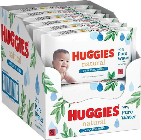 Huggies Natural Pure Бебешки кърпички 48бр