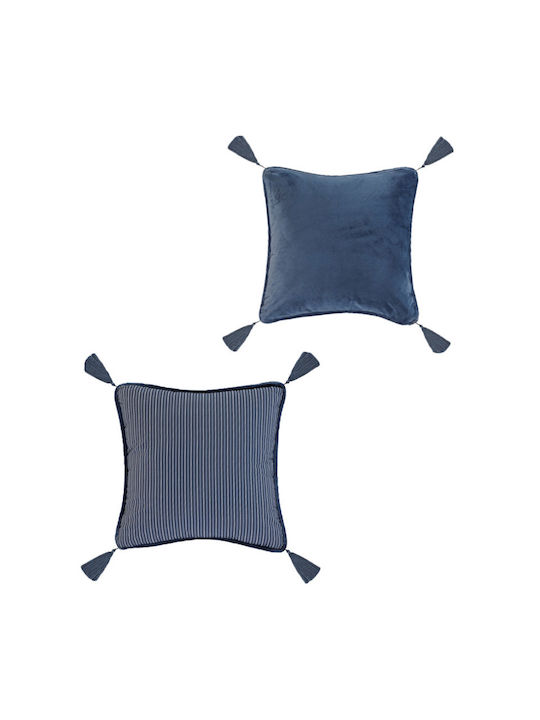 Kentia Μαξιλάρι Καναπέ Gerald από 100% Βαμβάκι Blue 50x50εκ.