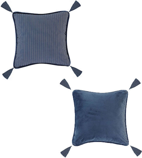 Kentia Μαξιλάρι Καναπέ Gerald από 100% Βαμβάκι Blue 50x50εκ.