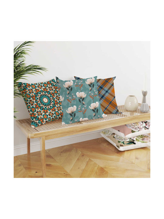 Borea Decorative Pillow Case from 100% Cotton Printed 17 Blue 45x45cm.