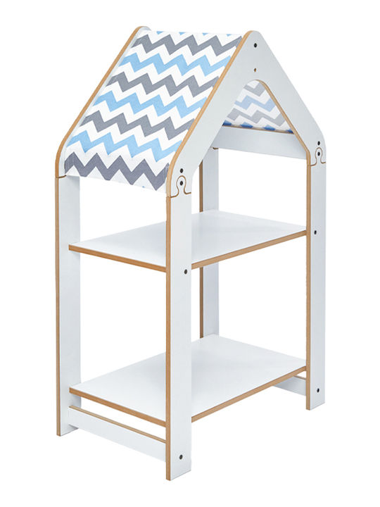 Kinderregale Montessori Zoilen Wandhalterung Weiß-Blau 50x30x80cm