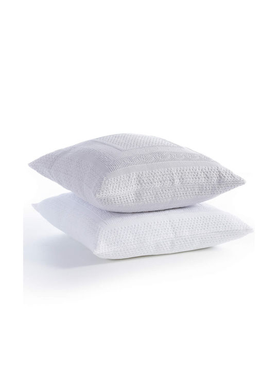 Nef-Nef Homeware Διακοσμητική Μαξιλαροθήκη Bernard από 100% Βαμβάκι Λευκή 50x50εκ.