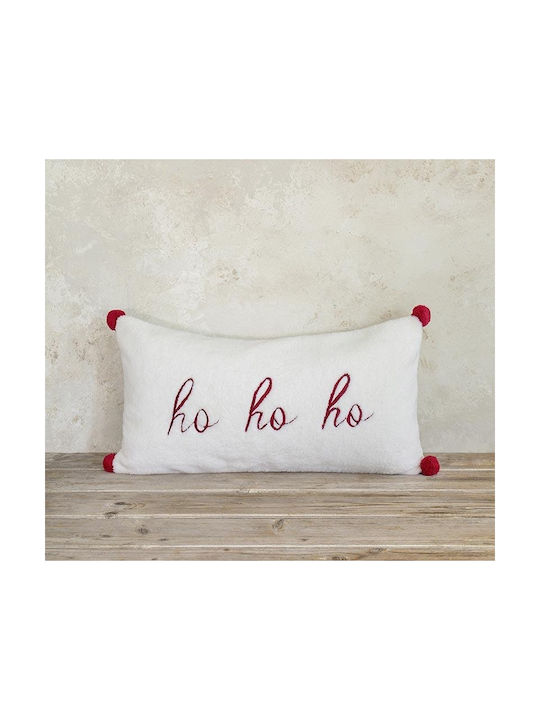 Nima Sofa Cushion Ho Ho Ho 100% Cotton White Red 30x60cm