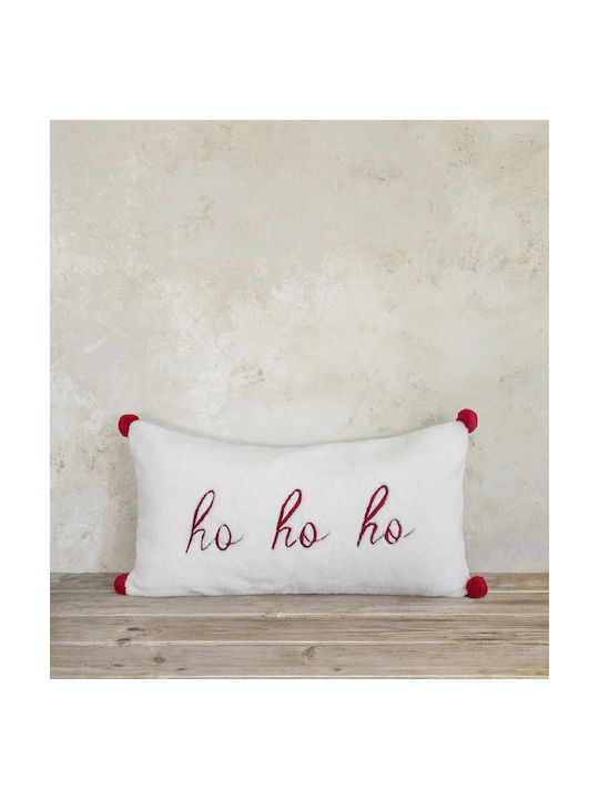 Nima Sofa Cushion Ho Ho Ho 100% Cotton White Red 30x60cm