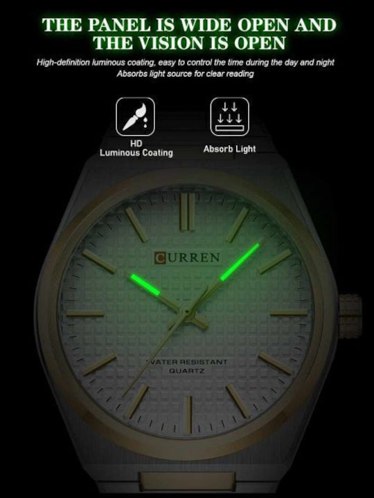 Curren Men's Watch 40mm Battery with Gold Metal Bracelet