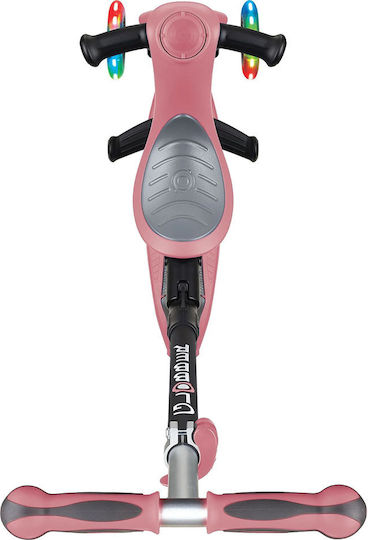 Globber Kids Scooter Go-Up Deluxe Lights 3-Wheel with Seat for 3+ Years Pastel Deep Pink