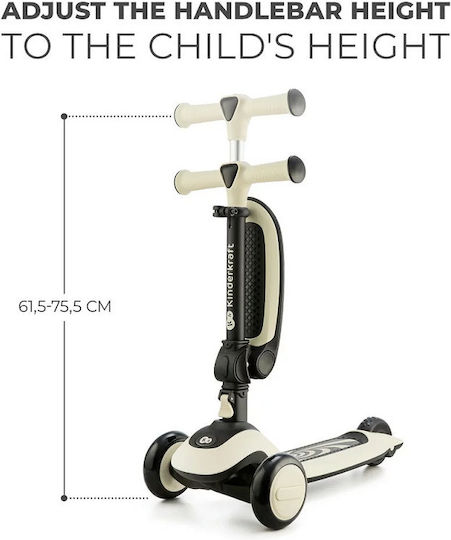 Kinderkraft Kinderroller Halley 3-Rad mit Sitz Steinweiß