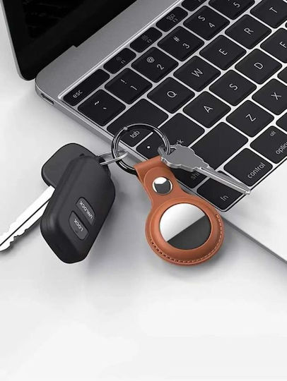 Keychain Cazul Keychain Piele pentru AirTag în culoarea Maro