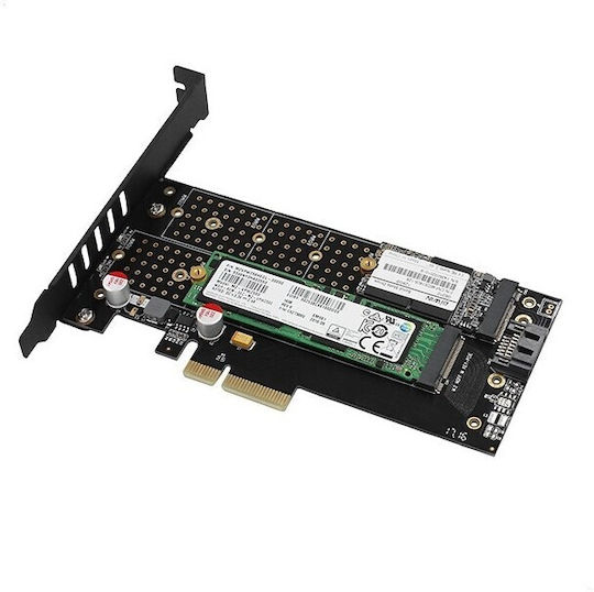 Placă Axagon PCI-Express 3.0 4x 2 SSD M.2 de până la 110mm NVMe + SATA Dual Voltage PCEM2-D