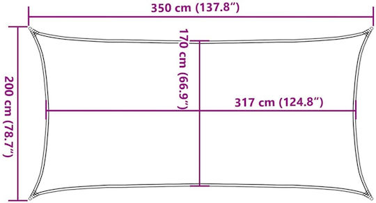 vidaXL Sonnensegel Gray mit PU-Beschichtung 2x3.5m