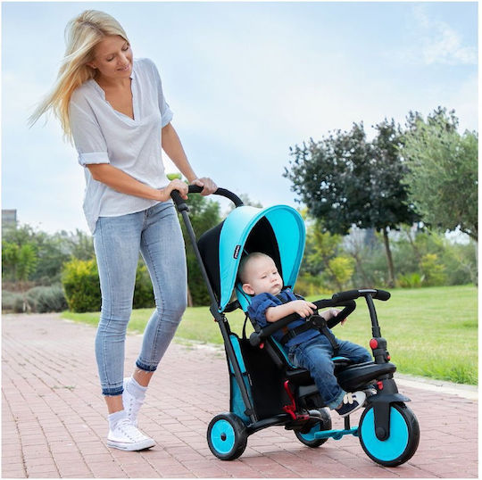 Smart Trike Kinder-Dreirad STR3 Folding Faltbar, Umwandelbar mit Elternlenker & Zelt für 9+ Monate Blau
