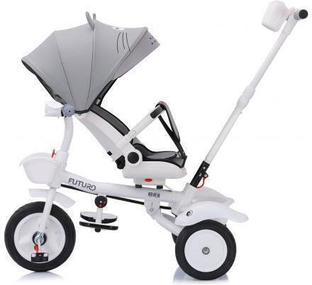 Chipolino Futuro Kids Tricycle Foldable, Convertible, With Push Handle & Sunshade for 1.5+ Years Gray