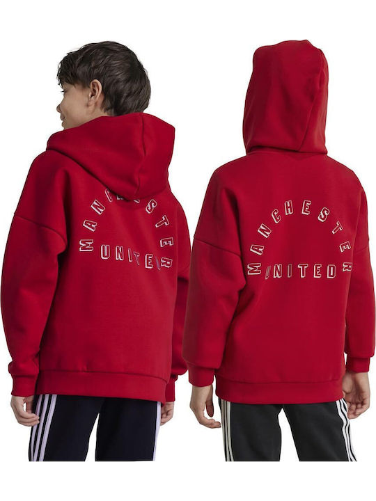 Athletic Kids Cardigan Cotton with Hood Red Anthem Jacket