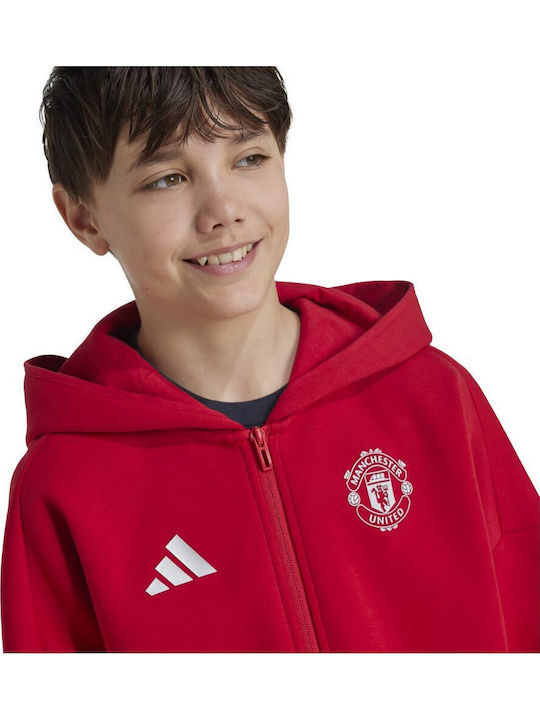 Athletic Kids Cardigan Cotton with Hood Red Anthem Jacket
