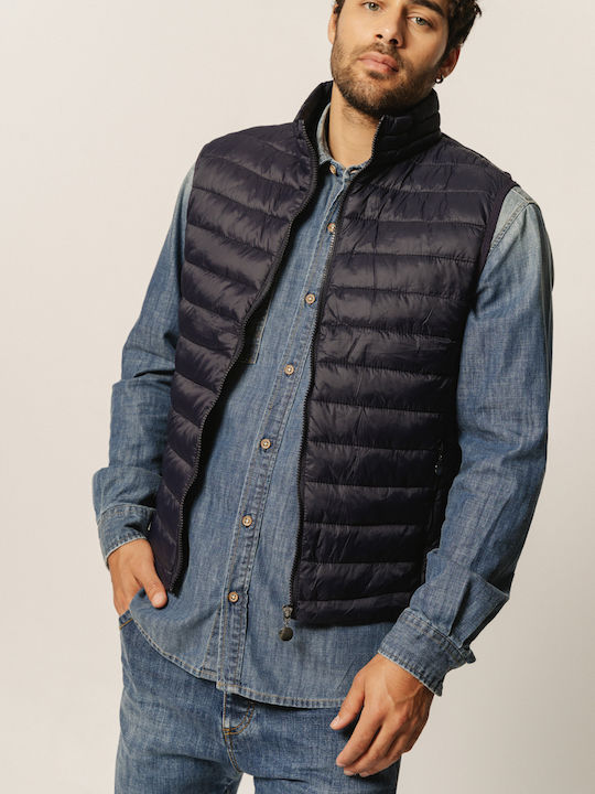 Edward Jeans Men's Sleeveless Puffer Jacket Blue