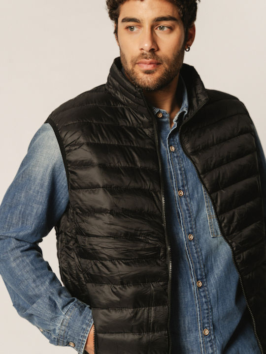 Edward Jeans Men's Sleeveless Puffer Jacket Black