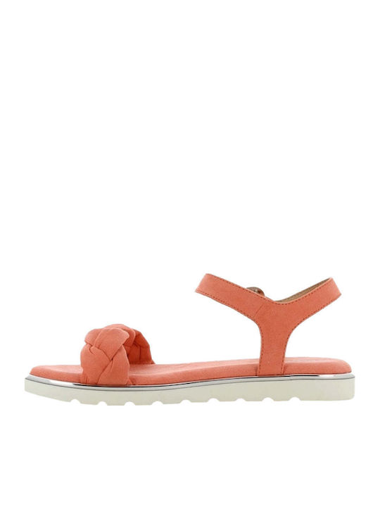 Women's Flat Sandals with Strap in Orange Color