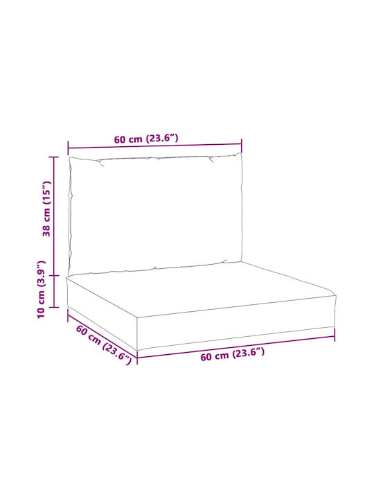 vidaXL Възглавница за пейка Палета с гръб Крем 2 броя 60x60 см