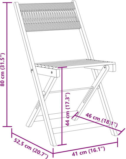 Outdoor Chair Wooden Black 2pcs 38x32.5x78cm