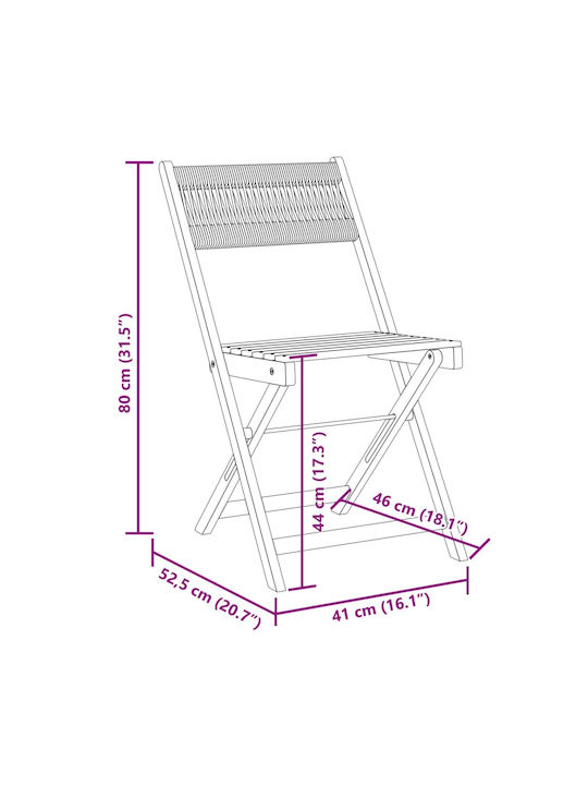 Outdoor Chair Wooden Black 2pcs 38x32.5x80cm