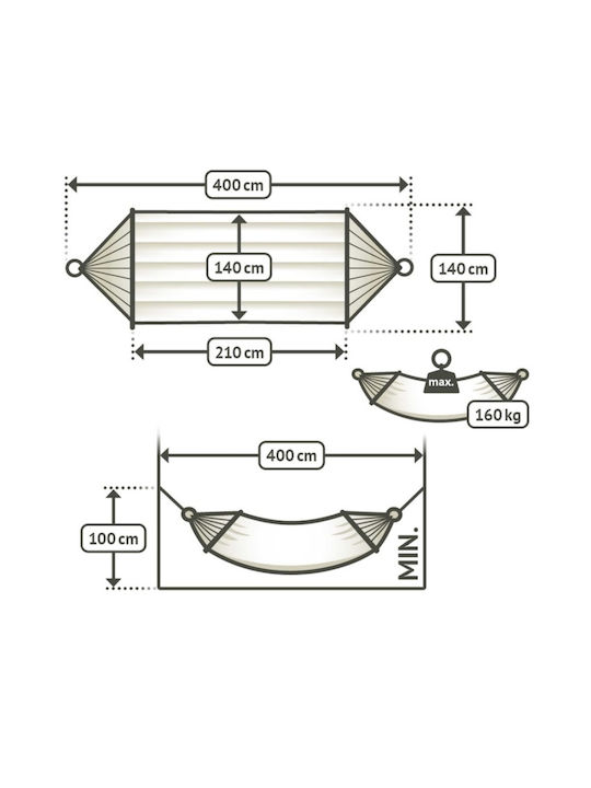 Showood King Size Hammock Brown 400x140cm