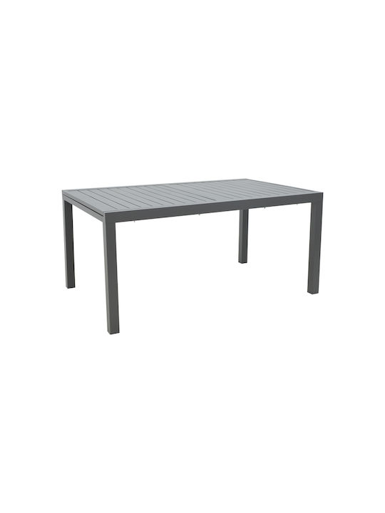 Garten- und Terrassentisch Aluminium Ausziehbar Lafla Anthrazit 160(+80)×100×75cm