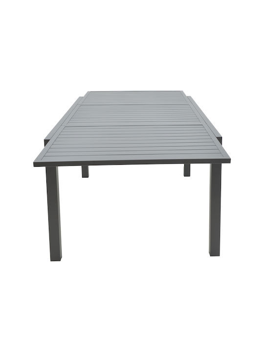 Garten- und Terrassentisch Aluminium Ausziehbar Lafla Anthrazit 160(+80)×100×75cm