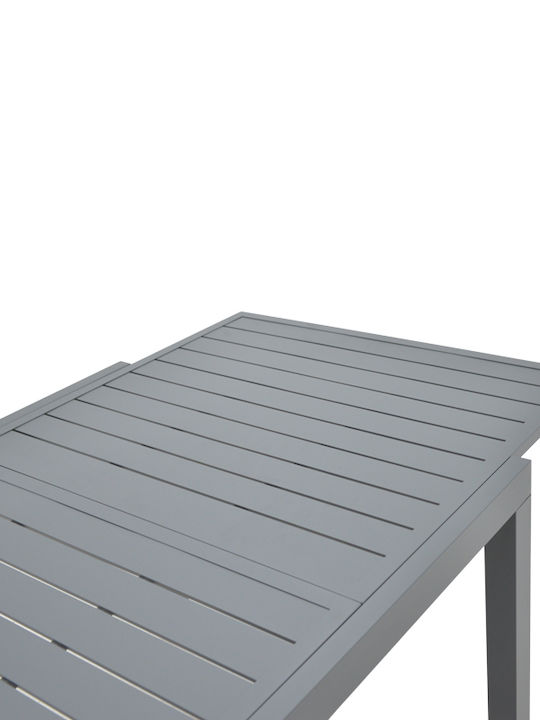 Garten- und Terrassentisch Aluminium Ausziehbar Lafla Anthrazit 160(+80)×100×75cm