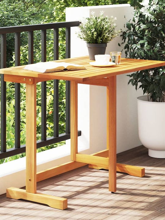 Wooden Garden & Terrace Table for Small Spaces Foldable Solid Acacia Wood 90x60x72cm