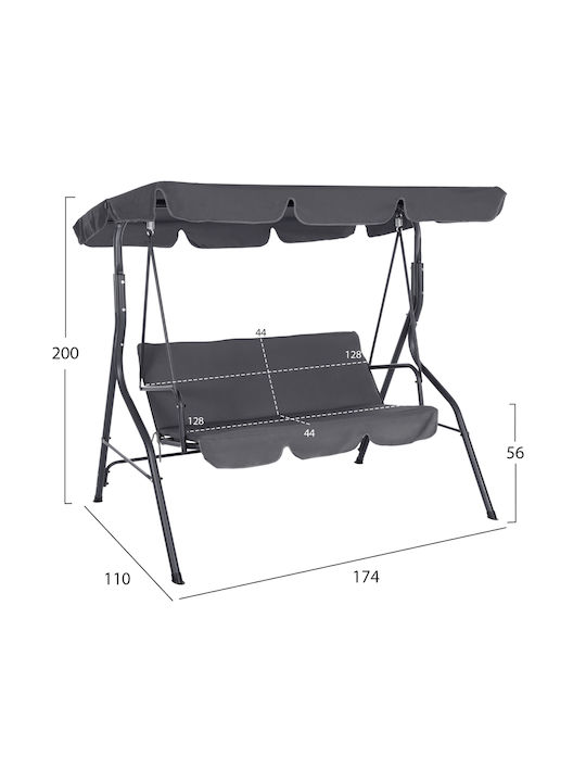 Κούνια με Βάση 3 Θέσεων Μεταλλική Μ170xΠ110xΥ153cm Γκρι Κούνια με Βάση 3 Θέσεων Μεταλλική Μ170xΠ110xΥ153cm Γκρι