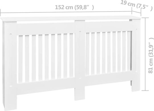 vidaXL Husă Pentru Radiator Din MDF Alb 152x19x81cm