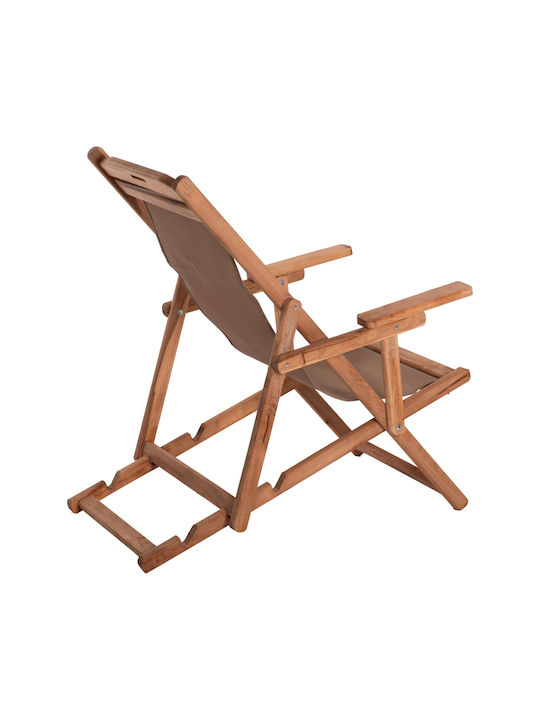 Deckchairs Limnos Wooden with Armrest & Brown Fabric 62.5x97x105cm
