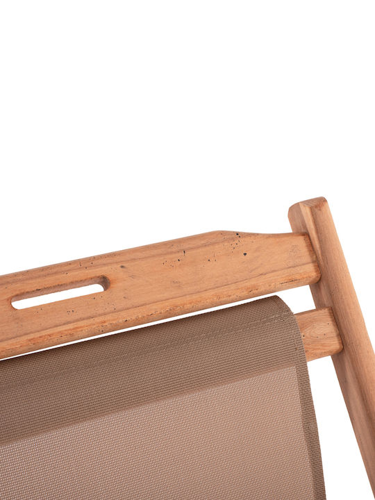 Deckchairs Limnos Wooden with Armrest & Brown Fabric 62.5x97x105cm
