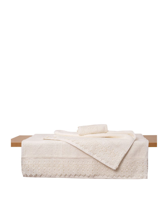 Viopros Νο 4 Bridal Sheet Set Super Double 4pcs with Lace Ecru 240x265cm