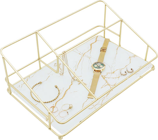 Uncle George Decorative Space made of Metallic Gold / White with Marble Effect 32x21x12cm 1pcs