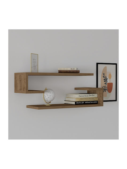 Shelves Wall Eldo Walnut 2pcs 60x19.6x15cm