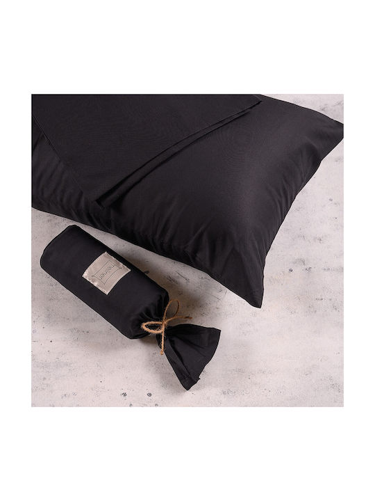 Melinen Urban Line Pillowcase Set with Envelope Cover Black 50x70cm.