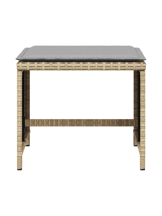 Băncuțe De Grădină Cub Pentru Exterior Rattan Cu Pernă Bej Mix 4 Buc 40x40x35cm