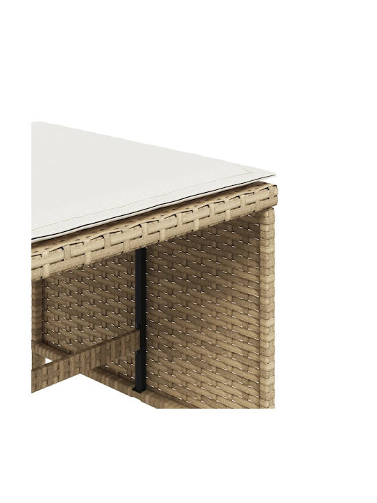 Băncuțe De Grădină Cub Pentru Exterior Rattan Cu Pernă Bej 4 Buc 40x40x35cm