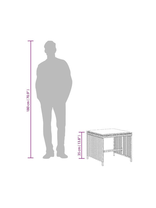 Băncuțe De Grădină Cub Pentru Exterior Rattan Cu Pernă Bej Mix 4 Buc 40x40x35cm
