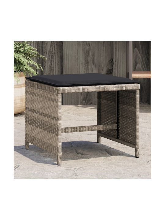 Băncuțe De Grădină Cub Pentru Exterior Rattan Cu Pernă Gri 4 Buc 40x40x35cm